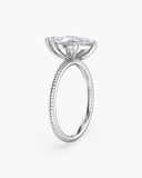 Bianca Marquise Ribbed Band Solitaire Diamond Ring
