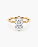 Bianca marquise-cut lab-grown diamond solitaire ring with ribbed band in solid gold, front view