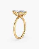 Bianca marquise-cut lab-grown diamond solitaire ring, side view showing the ribbed band