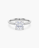 Bianca Round Ribbed Band Solitaire Diamond Ring