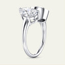Angled side view of Crest Round Pear Toi et Moi Lab Diamond Engagement Ring in white gold with 2 carat lab-grown diamonds in modern dual-stone design.