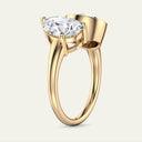 Side view of Crest Round Pear Toi et Moi Lab Diamond Engagement Ring in yellow gold, highlighting the elegant dual-stone 2 carat diamond design.