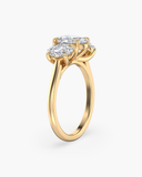 Celeste oval three-stone lab-grown diamond ring, side profile
