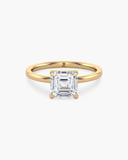 June asscher-cut lab-grown diamond classic solitaire ring in solid gold, front view