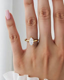 June Marquise Classic Solitaire Diamond Ring | 2 Carat worn on hand, showcasing the elegant marquise diamond and secure gold band fit.
