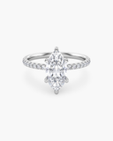 June Marquise Classic Solitaire Pavé Diamond Ring