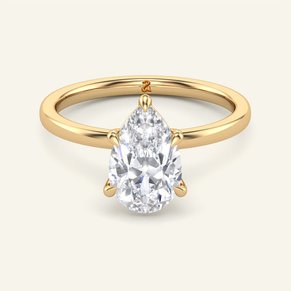 June Pear Classic Solitaire Lab Grown Diamond Ring