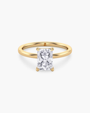June radiant-cut lab-grown diamond classic solitaire ring in solid gold, front view