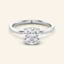 June Round Classic Solitaire Diamond Ring in white gold with a 2 carat round lab grown diamond, designed with a classic four-prong mount.
