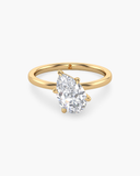 June tilted pear-cut lab-grown diamond classic solitaire ring in solid gold, front view