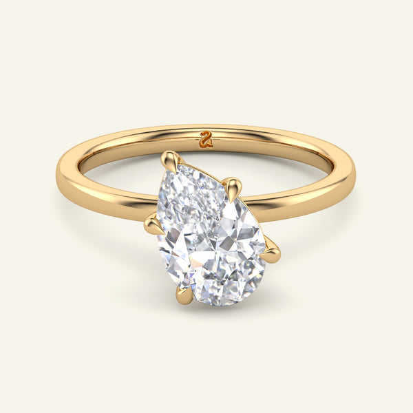 June Tilted Pear Classic Solitaire Lab Grown Diamond Ring