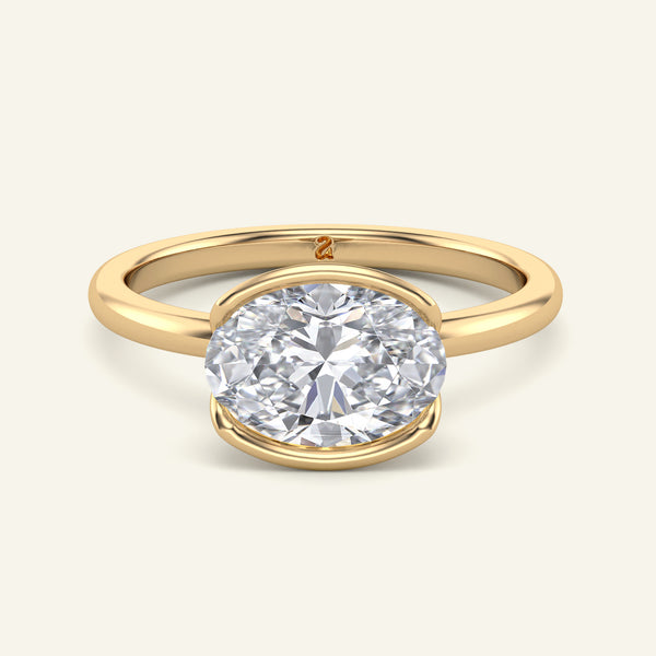 Mira Oval Half Bezel Solitaire Lab Grown Diamond Ring