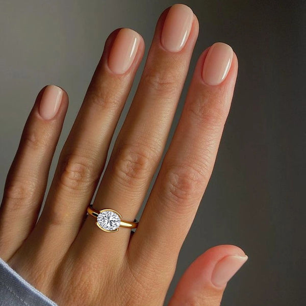 Mira Oval Half Bezel Solitaire Lab Grown Diamond Ring