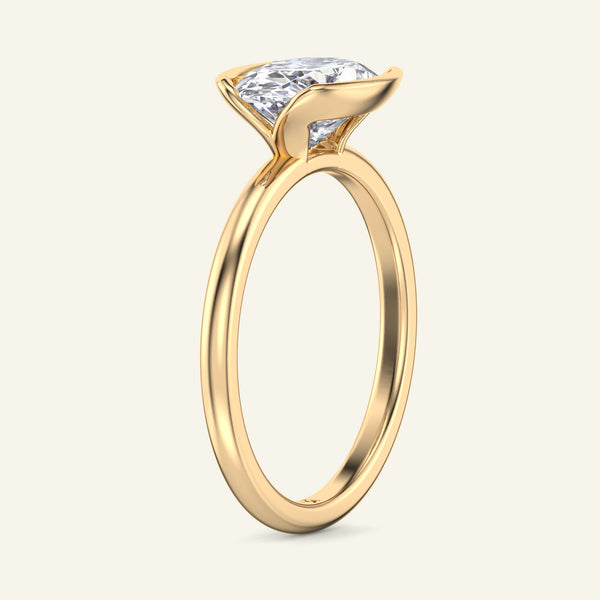 Mira Oval Half Bezel Solitaire Lab Grown Diamond Ring