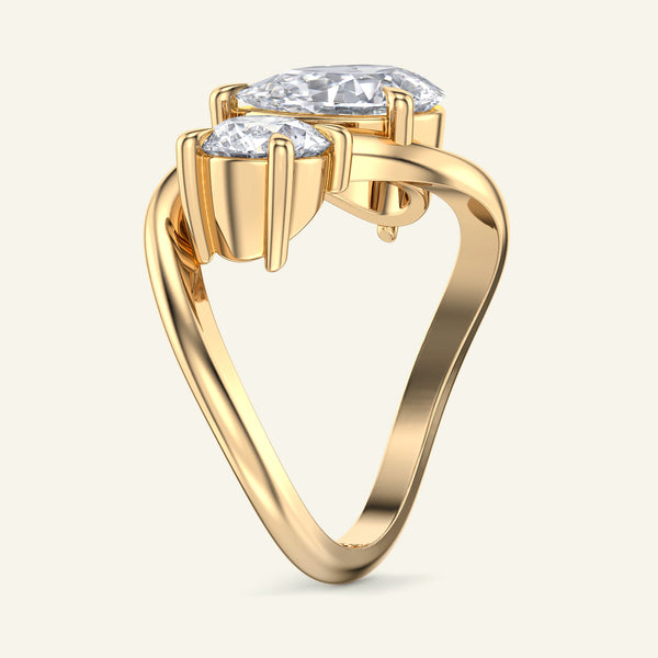 Nectar Round Pear Floating Toi et Moi Lab Grown Diamond Ring
