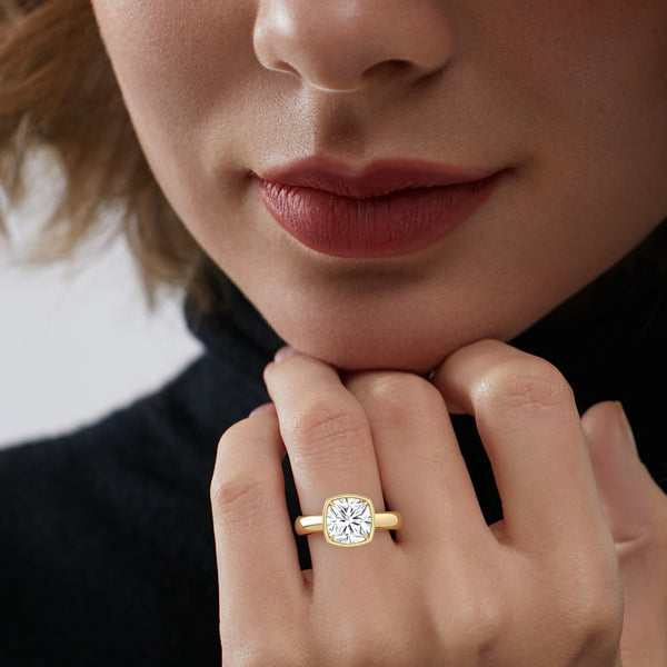 Terra Cushion Heavy Bezel Lab Grown Diamond Ring