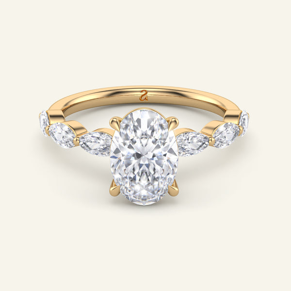 Vera Oval Half-Coverage Side Stone Lab Grown Diamond Ring