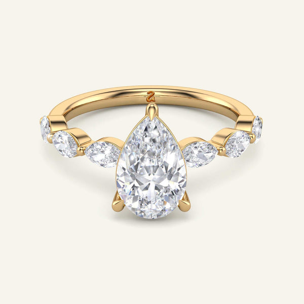 Vera Pear Half-Coverage Side Stone Lab Grown Diamond Ring