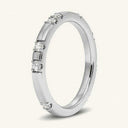 Angled view of Noah 2.4mm Lab Diamond Ring in white gold highlighting the brilliance of lab diamonds and modern band style for timeless appeal.