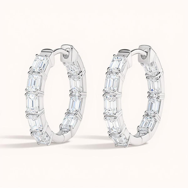 Carey Emerald Lab Diamond Huggie Hoop Earrings