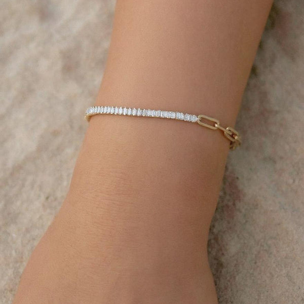 Harper Chain Link Baguette Tennis Lab Diamond Bracelet