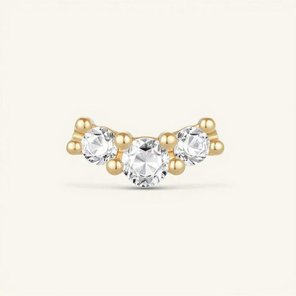 Pavé Lab Diamond Curved Bar Flat Back Stud Earring