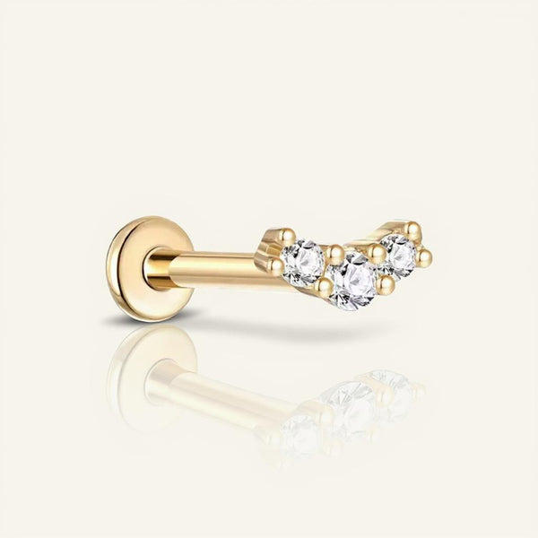 Pavé Lab Diamond Curved Bar Flat Back Stud Earring