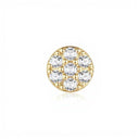 Close-up of Pavé Lab Diamond Disc Earrings featuring a circular gold setting with sparkling pavé-set diamonds, ideal for modern stud earring styles.