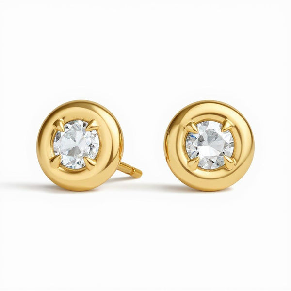 Maddy Lab Diamond Gold Button Stud Earrings (1 ctw)