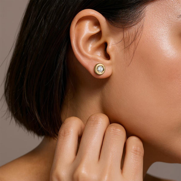 Maddy Lab Diamond Gold Button Stud Earrings (1 ctw)