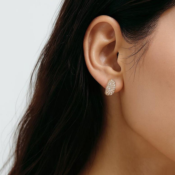 Quinn Lab Diamond Dome Pavé Huggie Earrings