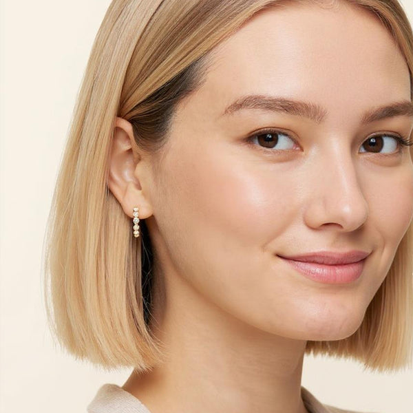 Reyna Lab Diamond Bezel Huggie Hoop Earrings