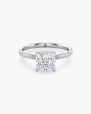 Bianca Cushion Ribbed Band Solitaire Diamond Ring