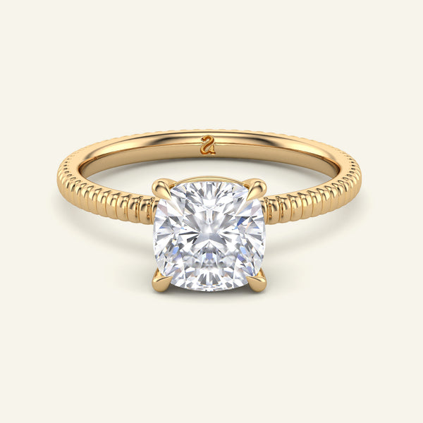 Bianca Cushion Ribbed Band Solitaire Lab Grown Diamond Ring