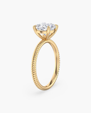Bianca cushion-cut lab-grown diamond solitaire ring, side view showing the ribbed band
