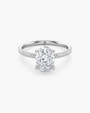 Bianca Oval Ribbed Band Solitaire Diamond Ring