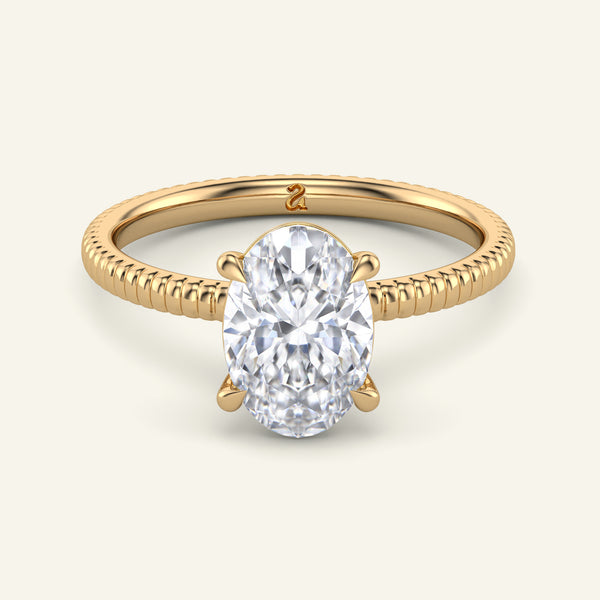 Bianca Oval Ribbed Band Solitaire Lab Grown Diamond Ring