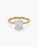 Bianca Oval Ribbed Band Solitaire Diamond Ring