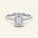 Cora Emerald Cathedral Pavé Solitaire Lab Grown Diamond Ring