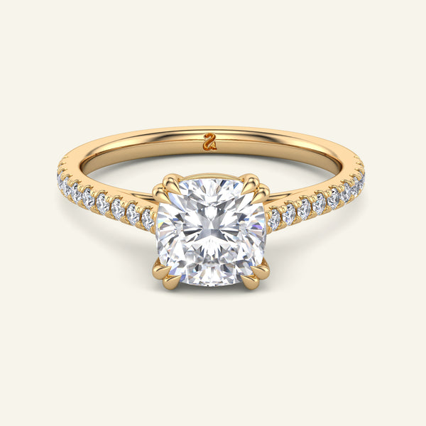 Cora Cushion Cathedral Pavé Solitaire Lab Grown Diamond Ring