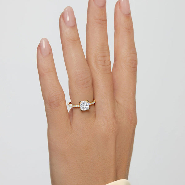 Cora Cushion Cathedral Pavé Solitaire Lab Grown Diamond Ring