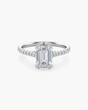 Cora Emerald Cathedral Pavé Solitaire Diamond Ring