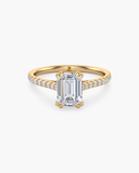 Cora Emerald Cathedral Pavé Solitaire Diamond Ring