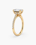Cora Emerald Cathedral Pavé Solitaire Diamond Ring