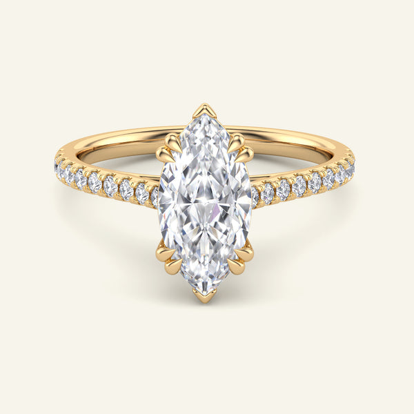 Cora Marquise Cathedral Pavé Solitaire Lab Grown Diamond Ring