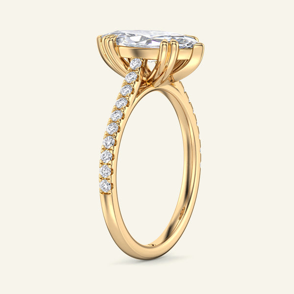 Cora Marquise Cathedral Pavé Solitaire Lab Grown Diamond Ring