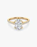 Cora oval lab-grown diamond cathedral pavé solitaire ring in solid gold