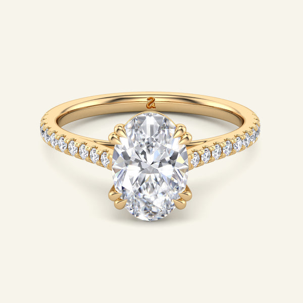Cora Oval Cathedral Pavé Solitaire Lab Grown Diamond Ring