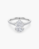Cora Pear Cathedral Pavé Solitaire Diamond Ring