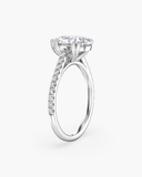 Cora Pear Cathedral Pavé Solitaire Diamond Ring